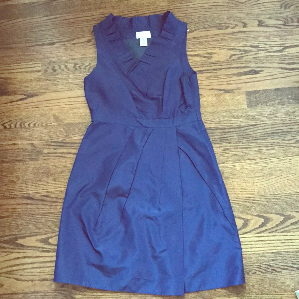 Navy J. Crew silk dress preppy wedding 4 6